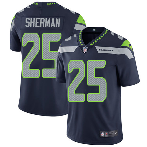 Nike Seahawks #25 Richard Sherman Steel Blue Team Color Youth Stitched NFL Vapor Untouchable Limited Jersey